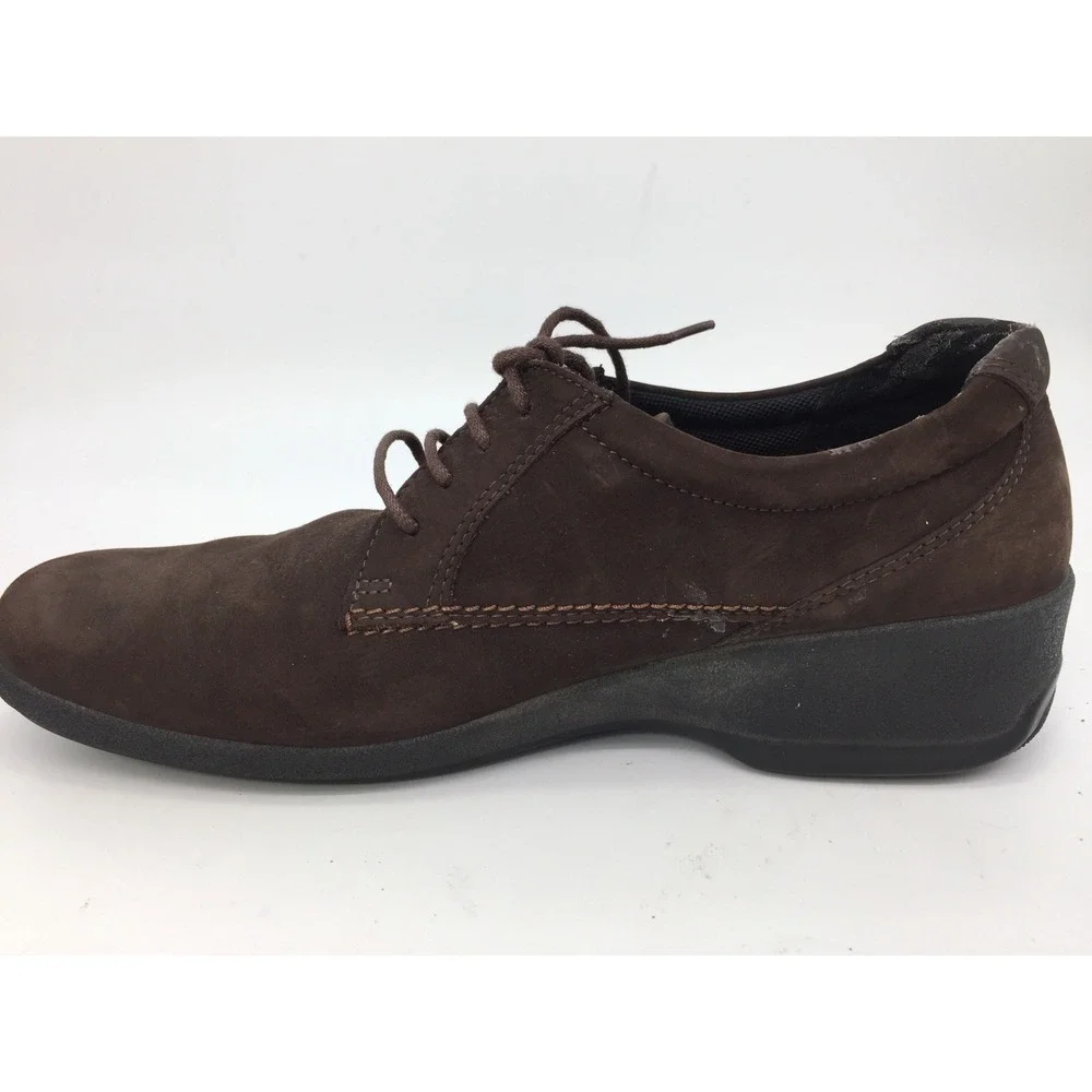 ECCO Women's Brown Suede Wedge Casual Lace Up Walking Shoes Size EU 39/US‎ 8-8.5